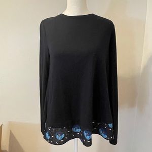 LOFT Navy Mixed Media Top - XS